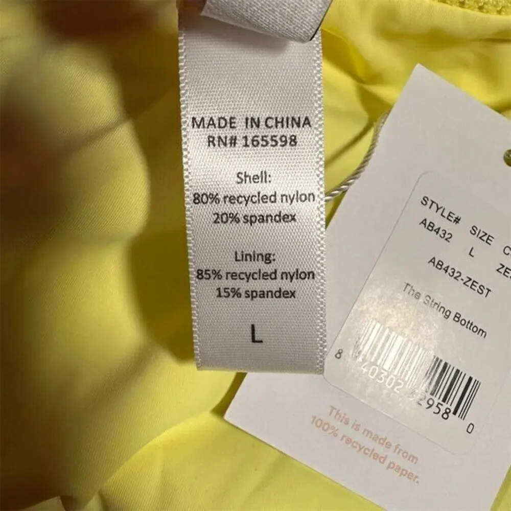 NWT Andie‎ Women's Zest Yellow String Bikini Bottom Size L Beach Swim Vacation